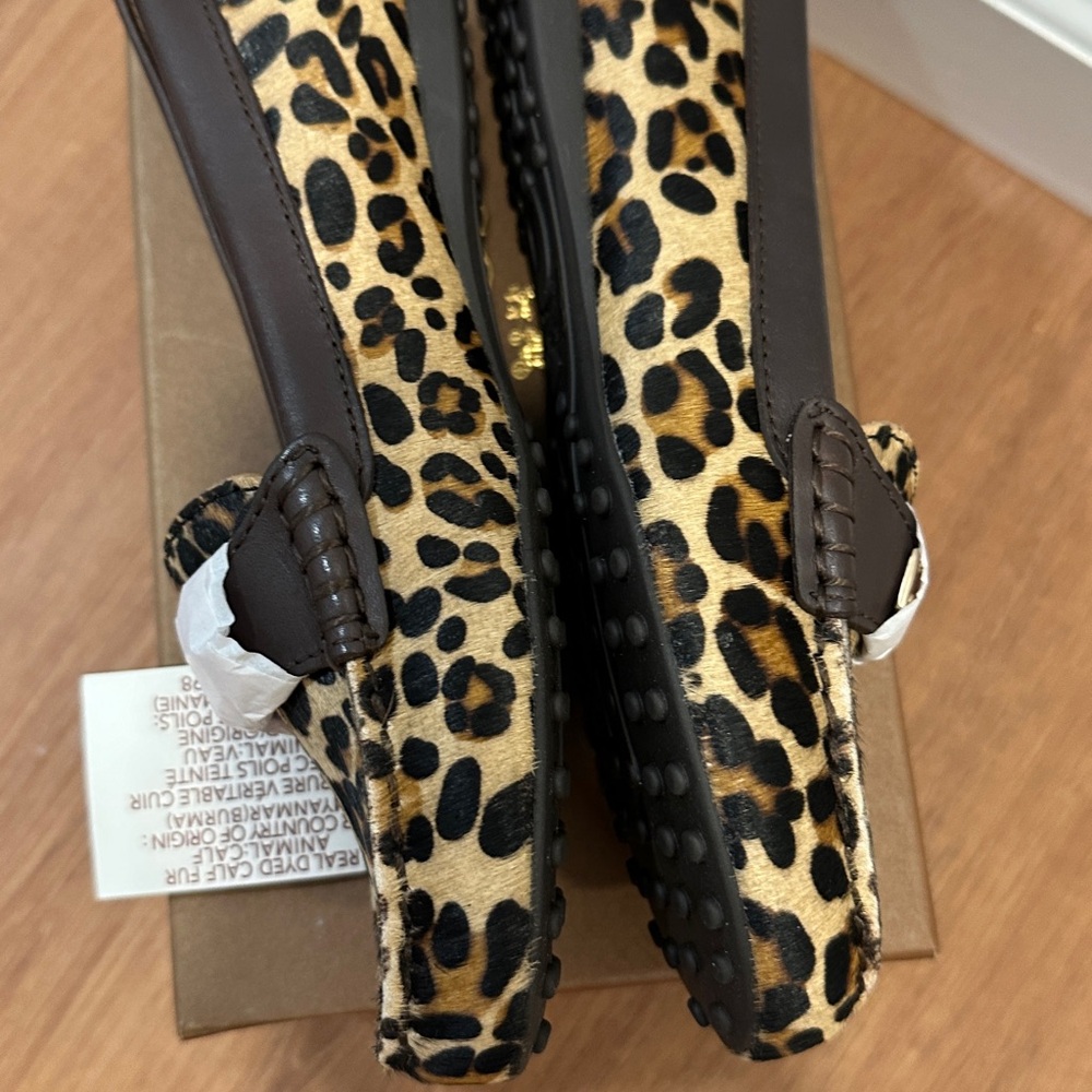 🆕NWT Coach Leopard haircalf Flats, Sz 6, brown/black - Picture 6 of 8